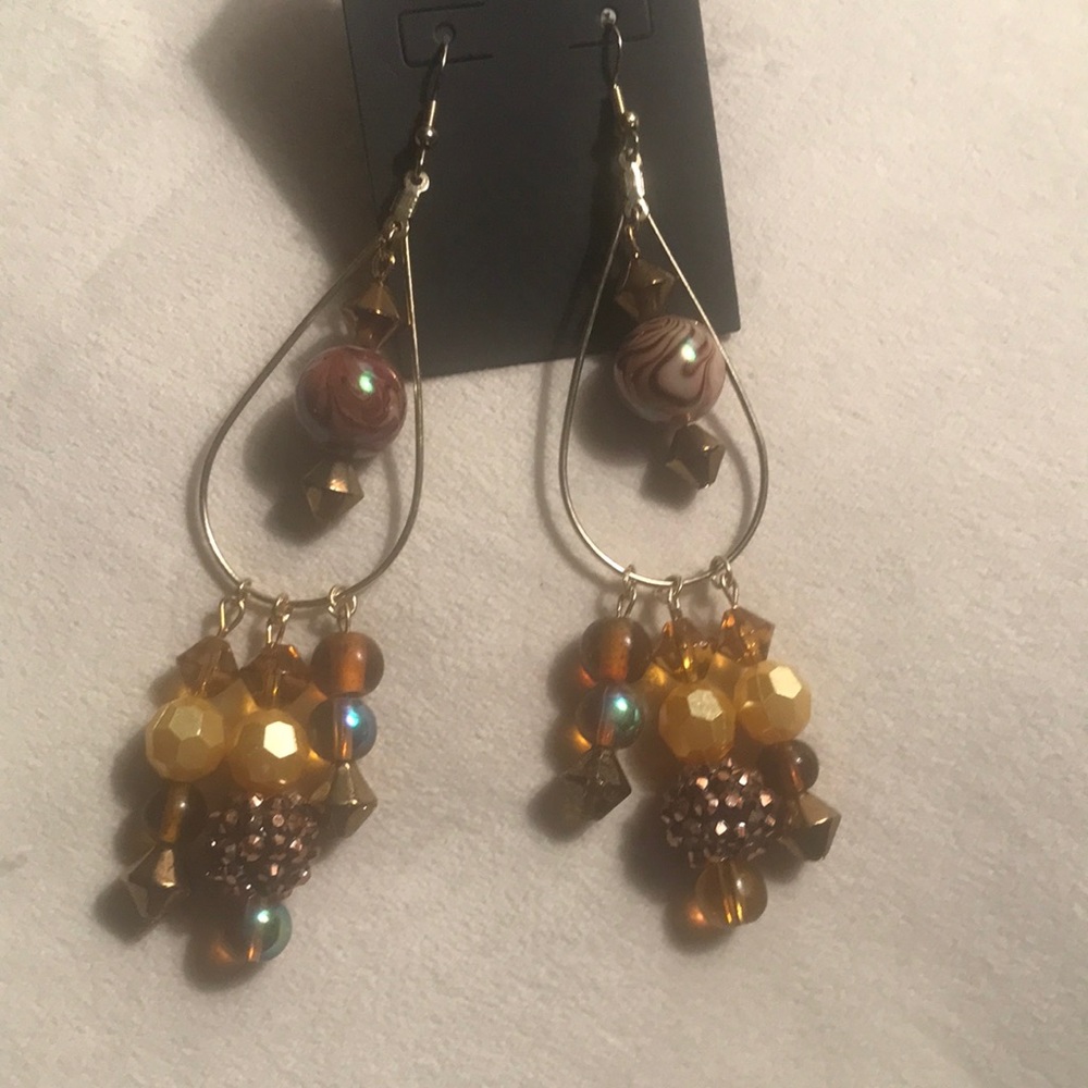 love, Savvy Bronze/Gold Rhinestone Beaded Chandelier Earrings